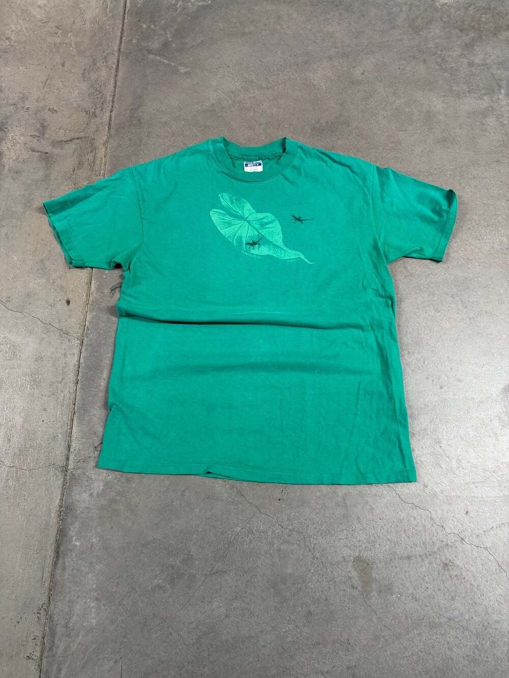 Vintage Best Fruit of the Loom Puerto Rico Lizard Leaf Graphic T-Shirt Green